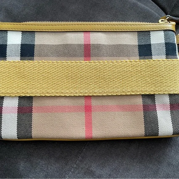 Burberry Beige and Yellow Canvas Checkered Women's Wristlet - Picture 5 of 5
